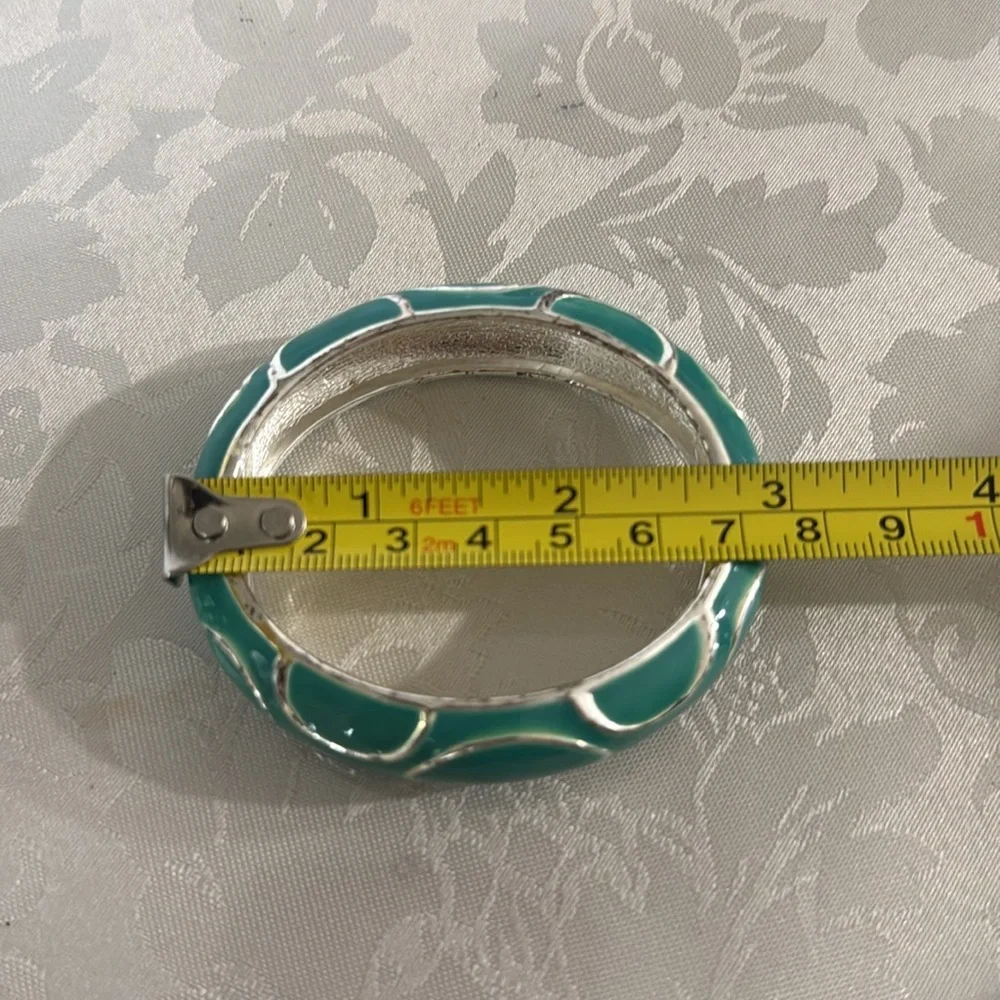 Vintage Turquoise and Silver enamel Bangle Bracelet